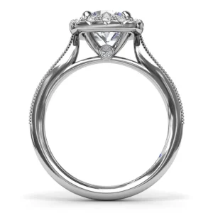 Outlet Fana Cushion Halo Diamond Engagement Ring