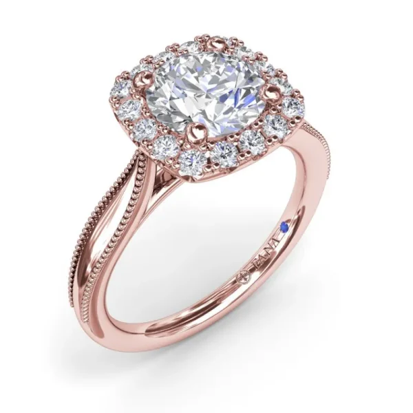 Outlet Fana Cushion Halo Diamond Engagement Ring