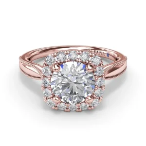 Outlet Fana Cushion Halo Diamond Engagement Ring