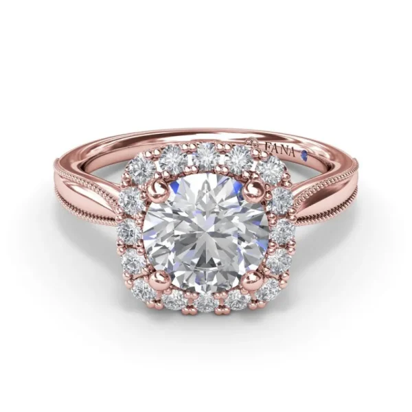 Outlet Fana Cushion Halo Diamond Engagement Ring