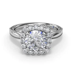 Outlet Fana Cushion Halo Diamond Engagement Ring