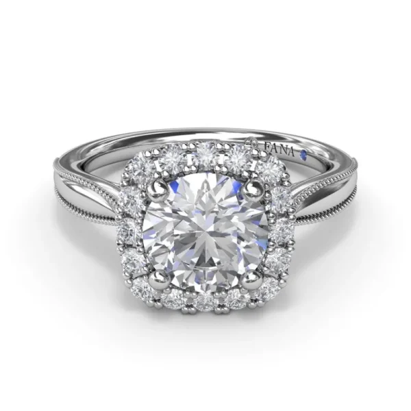 Outlet Fana Cushion Halo Diamond Engagement Ring