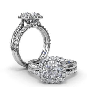Outlet Fana Cushion Halo Diamond Engagement Ring