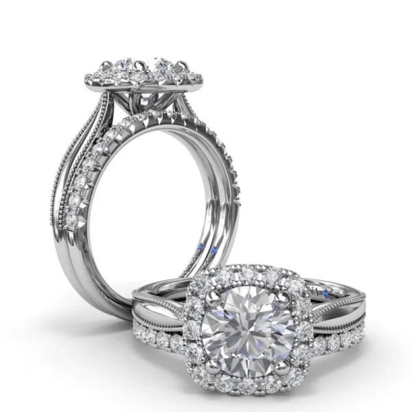 Outlet Fana Cushion Halo Diamond Engagement Ring