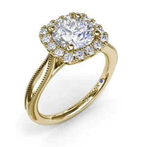 Outlet Fana Cushion Halo Diamond Engagement Ring
