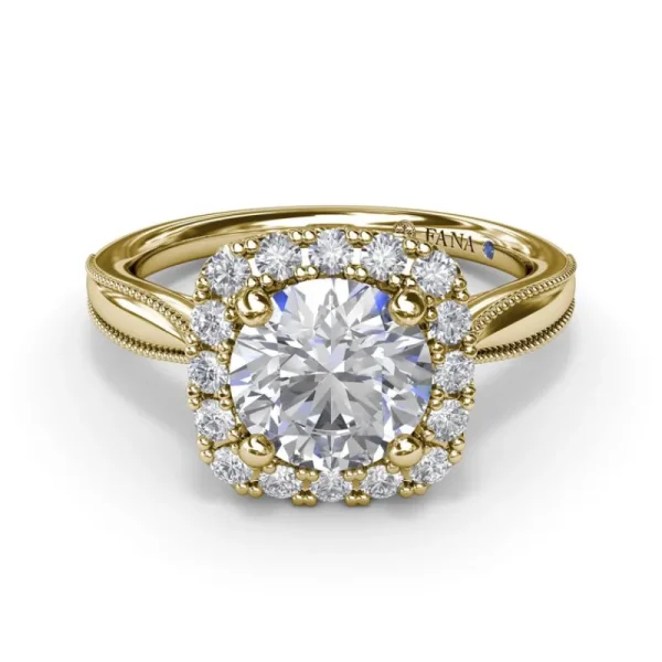 Outlet Fana Cushion Halo Diamond Engagement Ring
