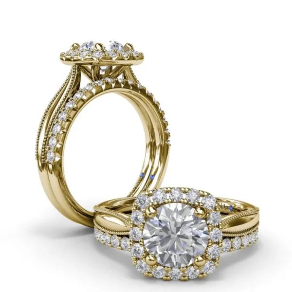 Outlet Fana Cushion Halo Diamond Engagement Ring