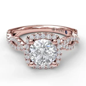 Best Fana Cushion Halo Twist Engagement Ring