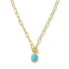 Discount Kendra Scott Daphne Convertible Gold Link & Chain Necklace in Variegated Turquoise Magnesite