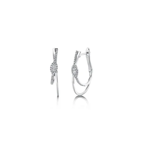 Online Shy Creation Diamond Marquise Oval Hoop Earrings