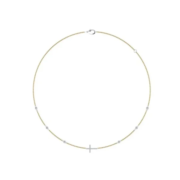 Fashion Kelley Collection Diamond Station Cross Necklace