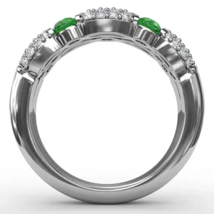 Outlet Fana Double Row Emerald and Diamond Ring