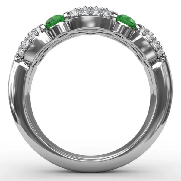 Outlet Fana Double Row Emerald and Diamond Ring