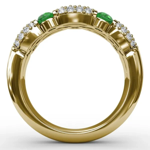 Outlet Fana Double Row Emerald and Diamond Ring