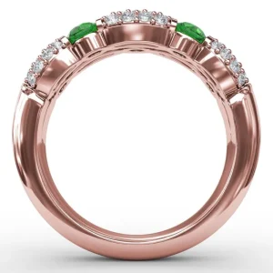 Outlet Fana Double Row Emerald and Diamond Ring