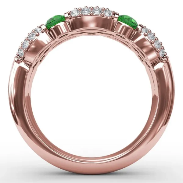 Outlet Fana Double Row Emerald and Diamond Ring