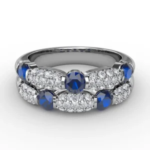 Hot Fana Double Row Sapphire and Diamond Ring