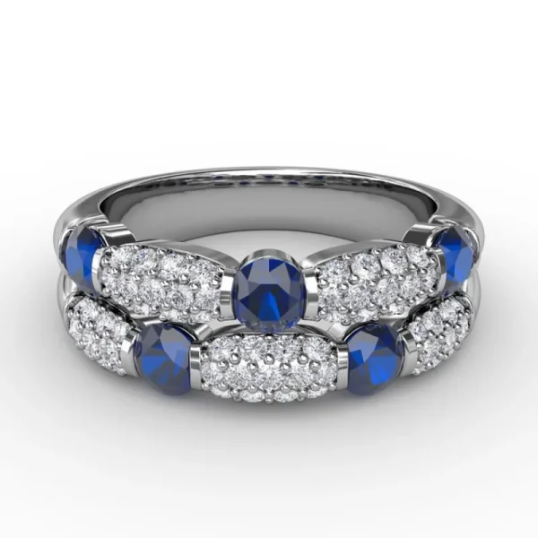 Hot Fana Double Row Sapphire and Diamond Ring