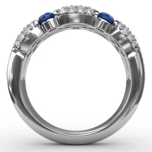 Hot Fana Double Row Sapphire and Diamond Ring