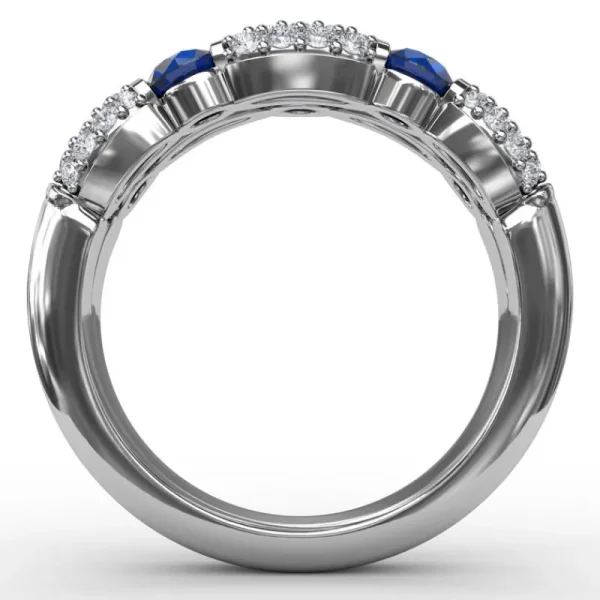 Hot Fana Double Row Sapphire and Diamond Ring
