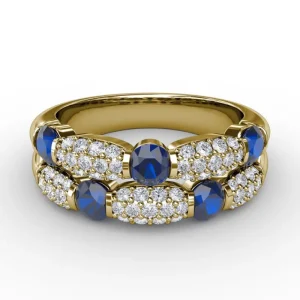 Hot Fana Double Row Sapphire and Diamond Ring