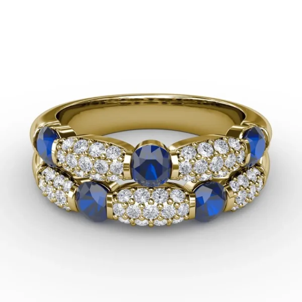 Hot Fana Double Row Sapphire and Diamond Ring