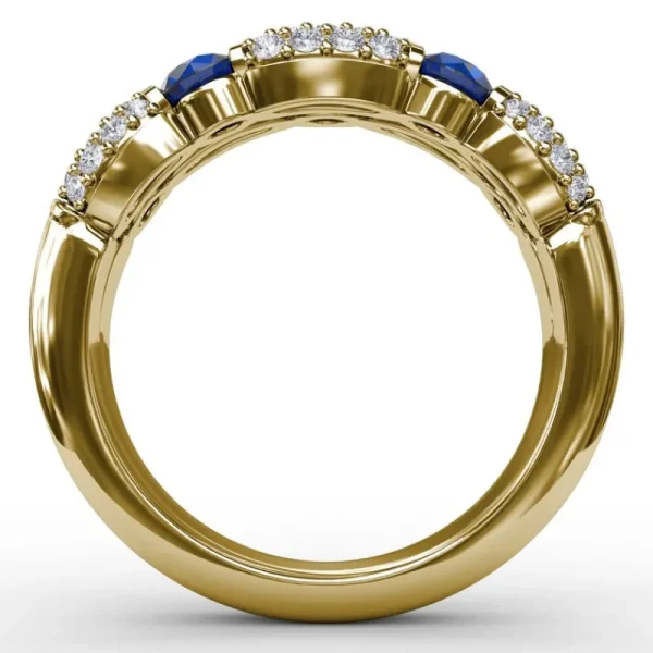 Hot Fana Double Row Sapphire and Diamond Ring