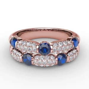 Hot Fana Double Row Sapphire and Diamond Ring