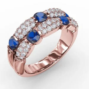 Hot Fana Double Row Sapphire and Diamond Ring