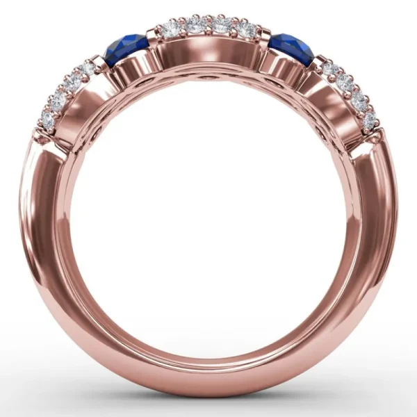 Hot Fana Double Row Sapphire and Diamond Ring