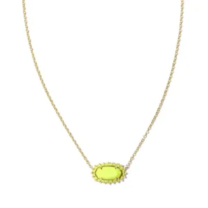 Online Kendra Scott Elisa Color Burst Frame Short Pendant in Chartreuse Magnesite