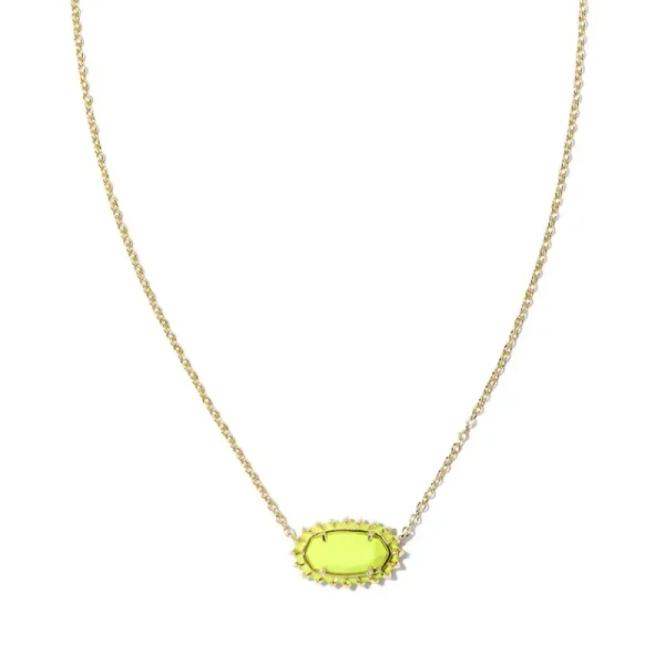 Online Kendra Scott Elisa Color Burst Frame Short Pendant in Chartreuse Magnesite