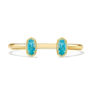 Best Kendra Scott Elton Cuff Braelet Gold in Bronze Veined Turquoise