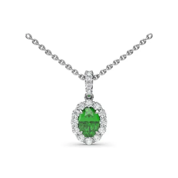 Outlet Fana Emerald and Diamond Halo Necklace