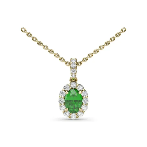 Outlet Fana Emerald and Diamond Halo Necklace