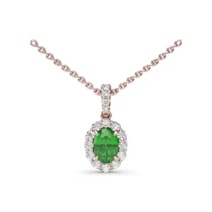 Outlet Fana Emerald and Diamond Halo Necklace
