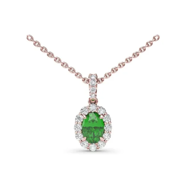 Outlet Fana Emerald and Diamond Halo Necklace