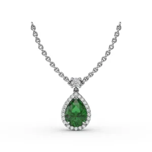Discount Fana Emerald and Diamond Teardrop Necklace