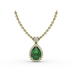 Discount Fana Emerald and Diamond Teardrop Necklace