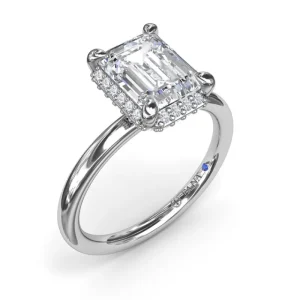 Online Fana Emerald Cut Halo Diamond Engagement Ring