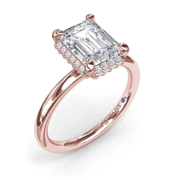 Online Fana Emerald Cut Halo Diamond Engagement Ring