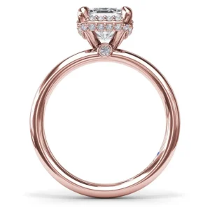 Online Fana Emerald Cut Halo Diamond Engagement Ring