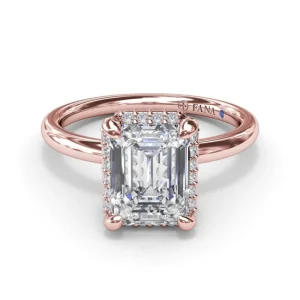 Online Fana Emerald Cut Halo Diamond Engagement Ring