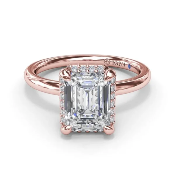 Online Fana Emerald Cut Halo Diamond Engagement Ring