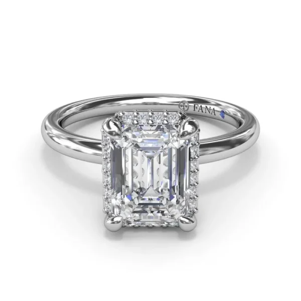 Online Fana Emerald Cut Halo Diamond Engagement Ring
