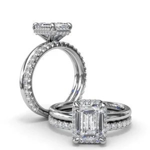 Online Fana Emerald Cut Halo Diamond Engagement Ring