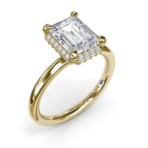 Online Fana Emerald Cut Halo Diamond Engagement Ring