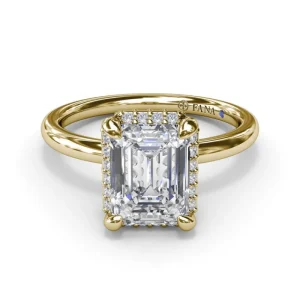 Online Fana Emerald Cut Halo Diamond Engagement Ring