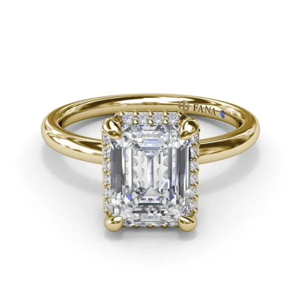 Online Fana Emerald Cut Halo Diamond Engagement Ring