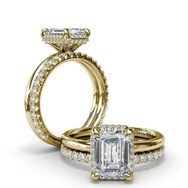 Online Fana Emerald Cut Halo Diamond Engagement Ring